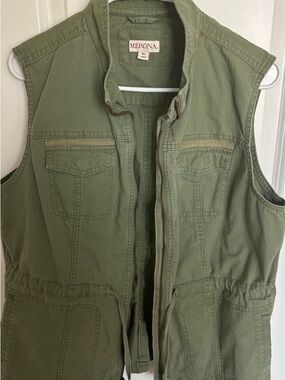 Merona Olive Green Zip-Front Utility Vest